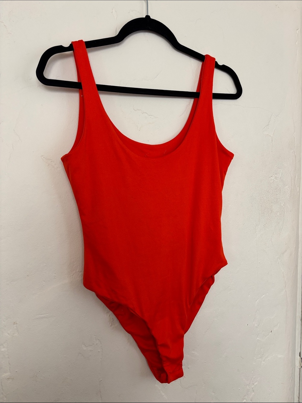 Women’s Red Scoop Neck Bodysuit